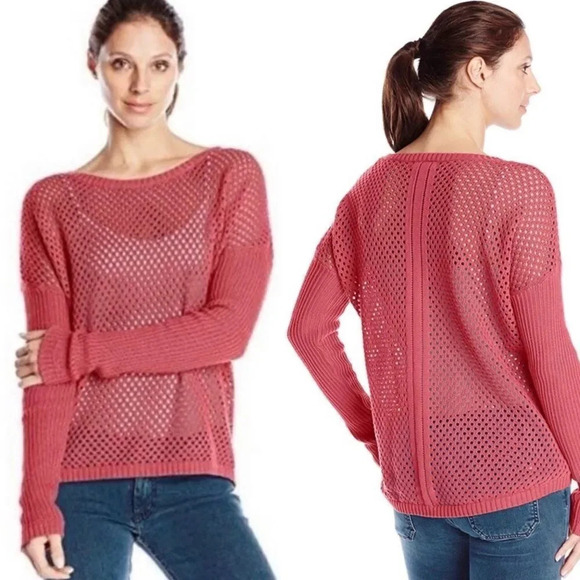 Prana | Parker Sweater Open Knit 100% Organic Cotton Red Slate - Picture 1 of 7